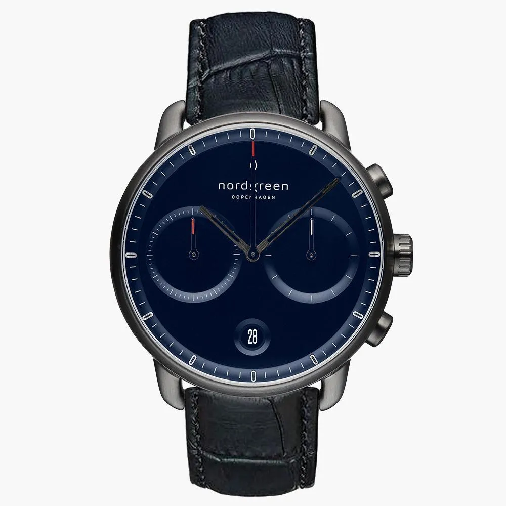 Pioneer | Navy Dial - Black Croc Leather