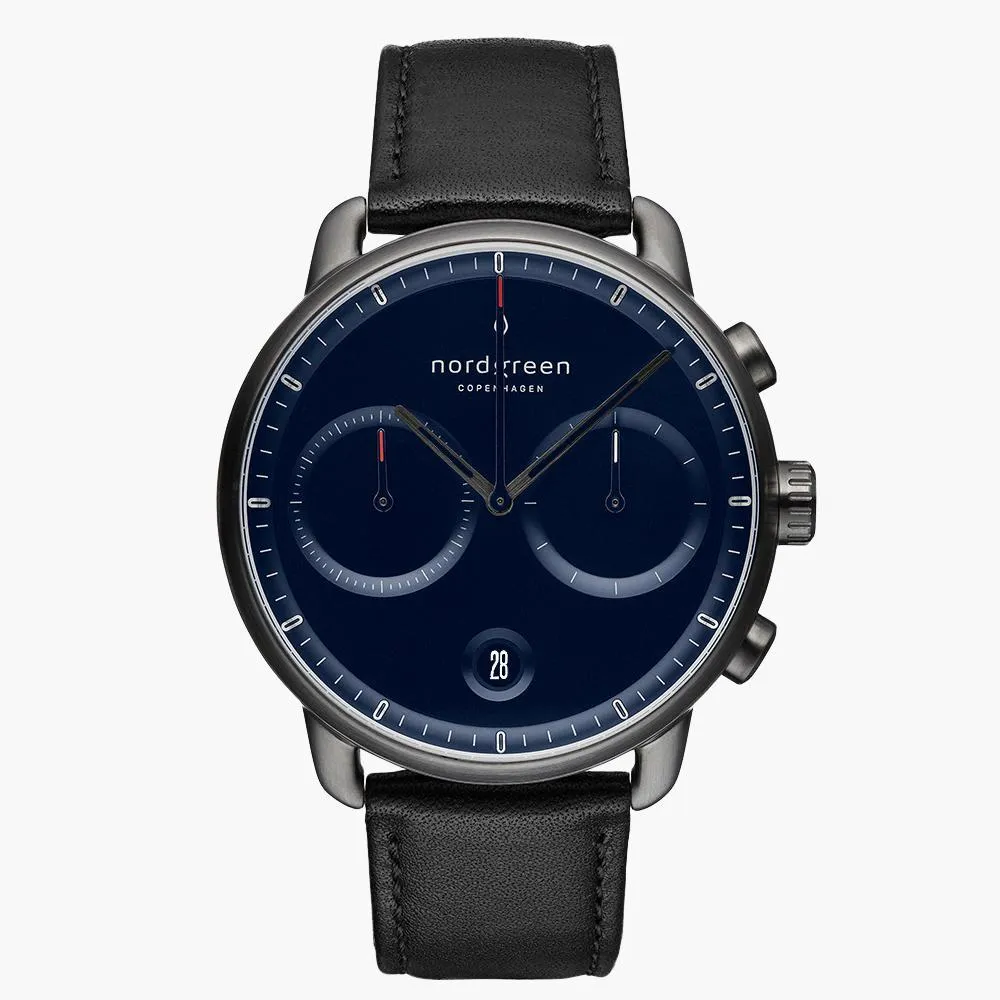 Pioneer | Navy Dial - Black Vegan Leather