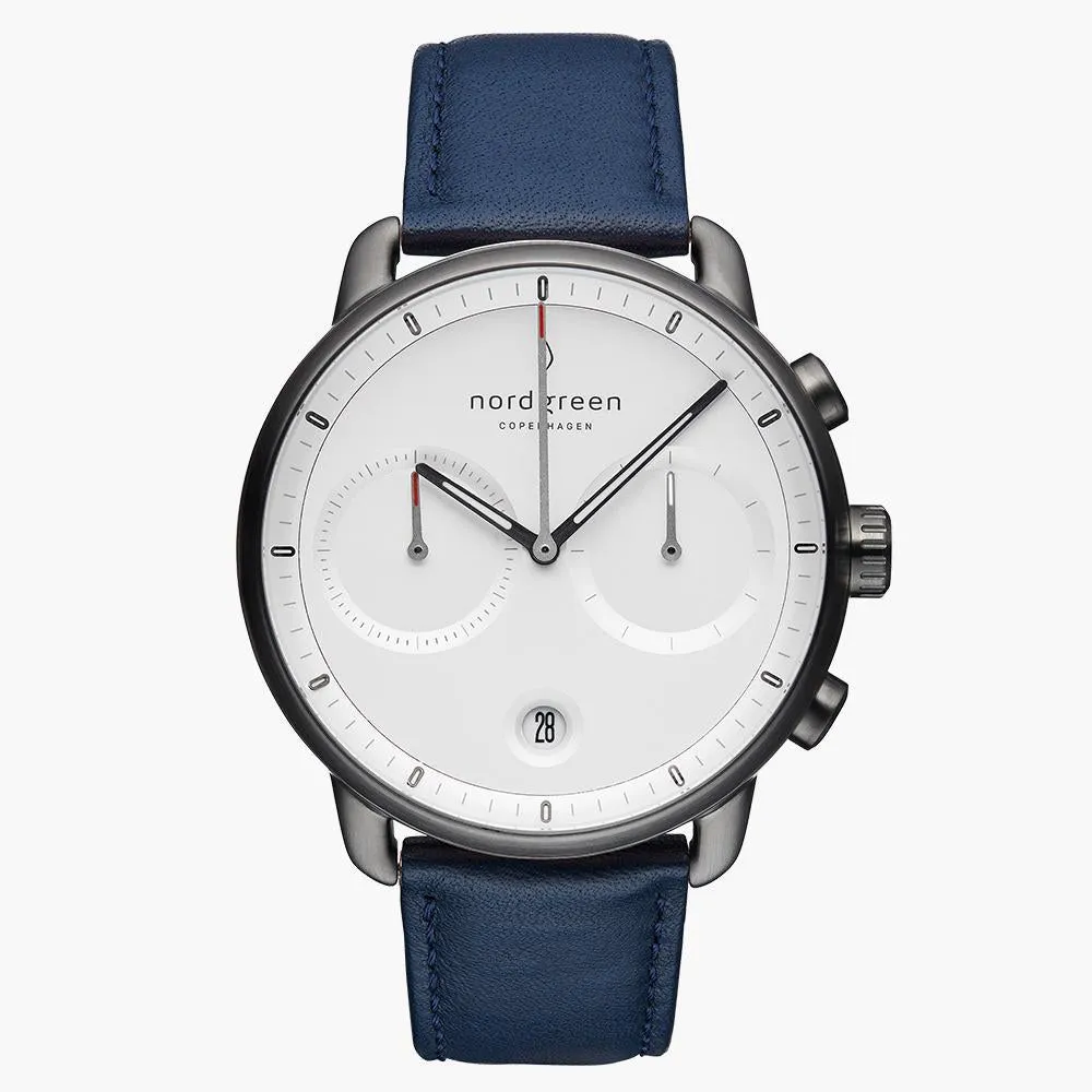 Pioneer | White Dial - Navy Leather