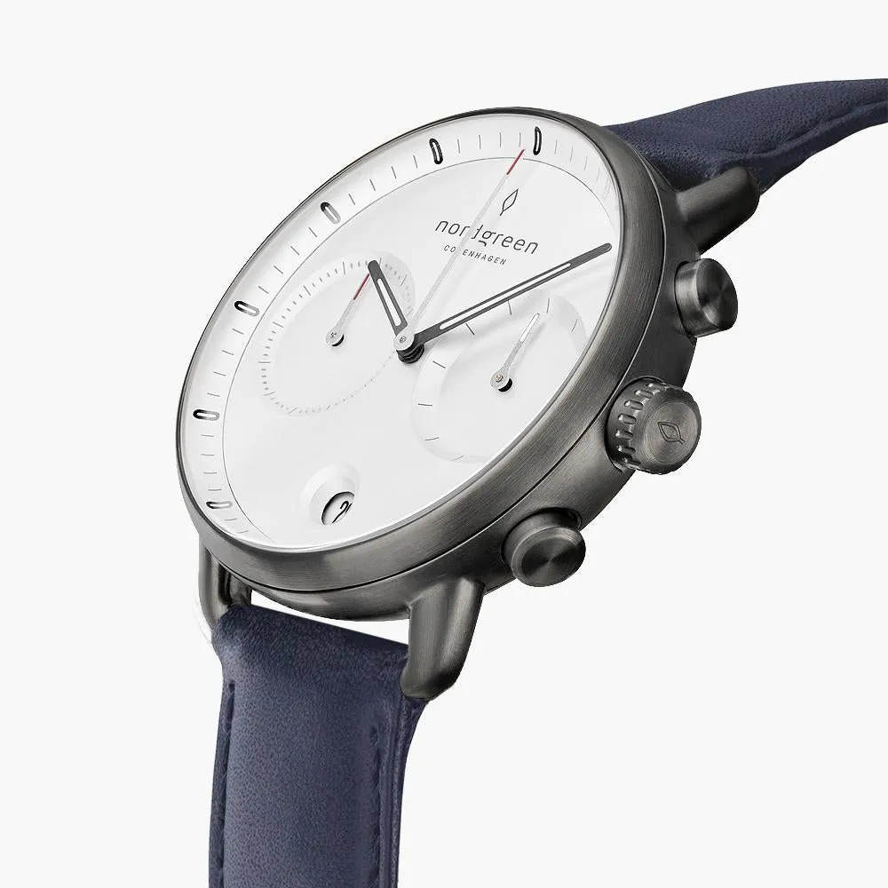 Pioneer | White Dial - Navy Leather