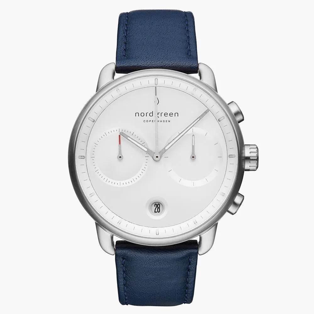 Pioneer | White Dial - Navy Leather