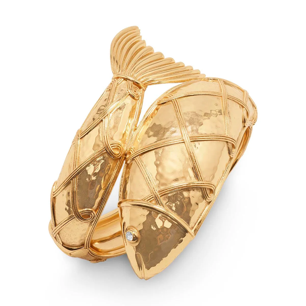 Poisson Hinged Bangle, S/M - Gold