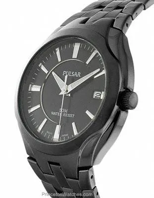 Pulsar Mens Dress Sport Watch - Black Dial with Black IP Case and Bracelet