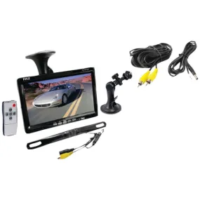 Pyle PLCM7500 7 Window Suction-Mount LCD Widescreen Monitor & License-Plate-Mount Backup Color Camera with Distance-Scale Line