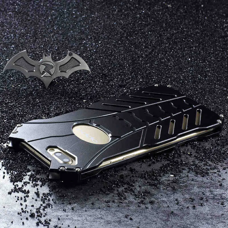 R-Just Batman Shockproof Aluminum Shell Metal Case with Custom Batarang Stent