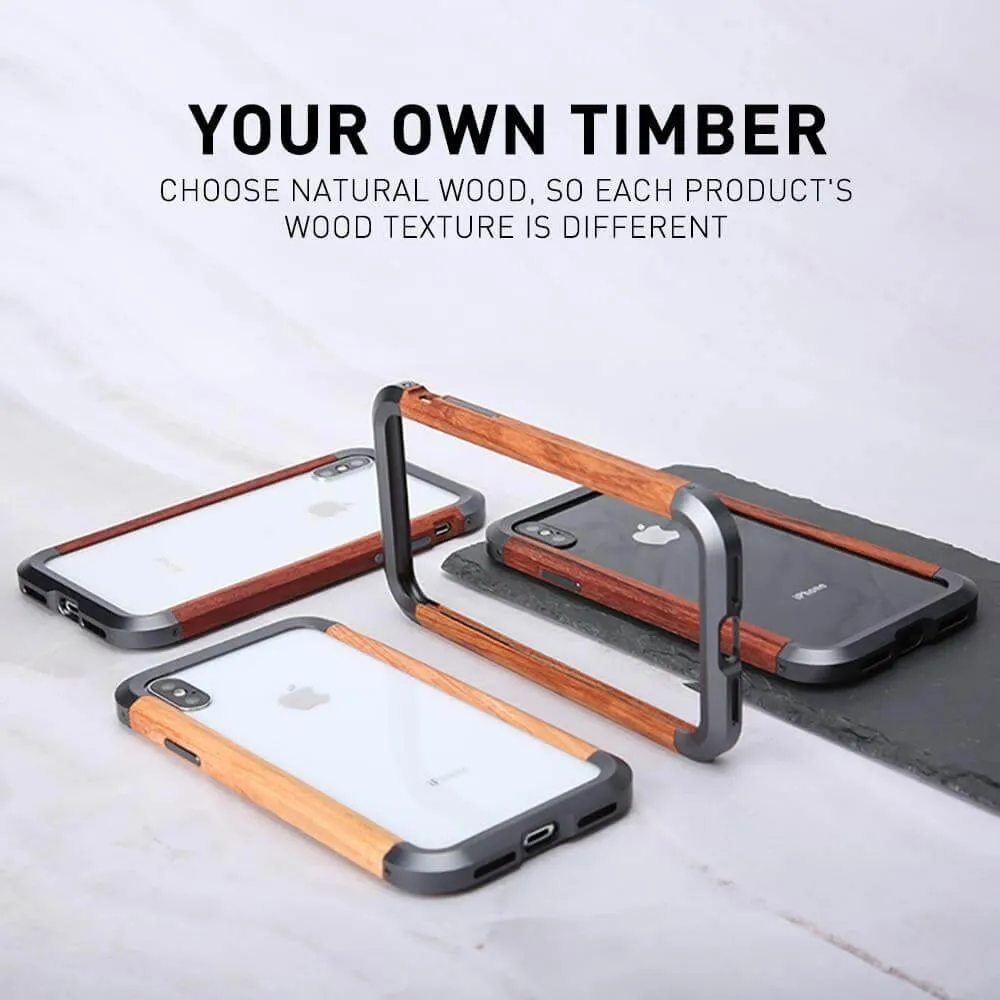 Real Wood Aluminum Metal Bumper Case For iPhone