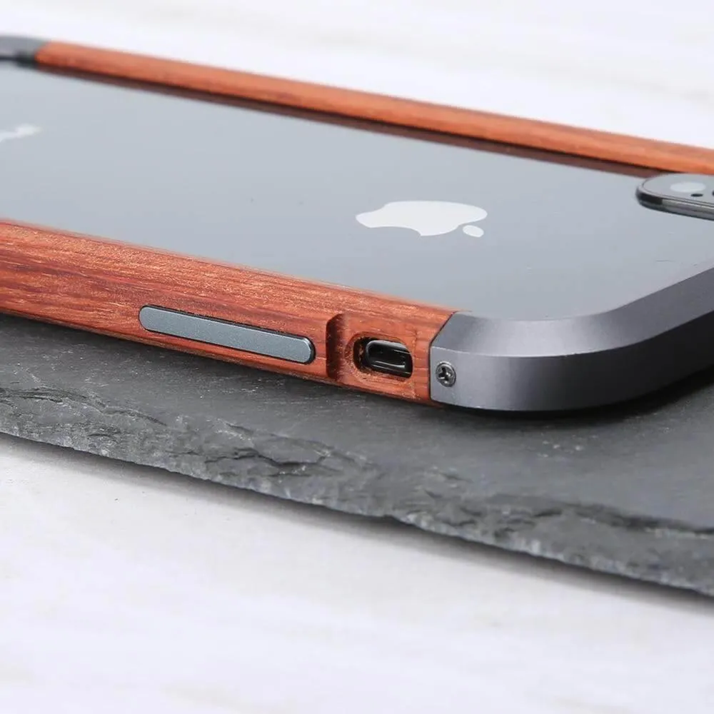 Real Wood Aluminum Metal Bumper Case For iPhone