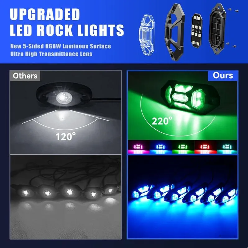 RGB-W LED Rock Lights for Trucks | Wireless Control