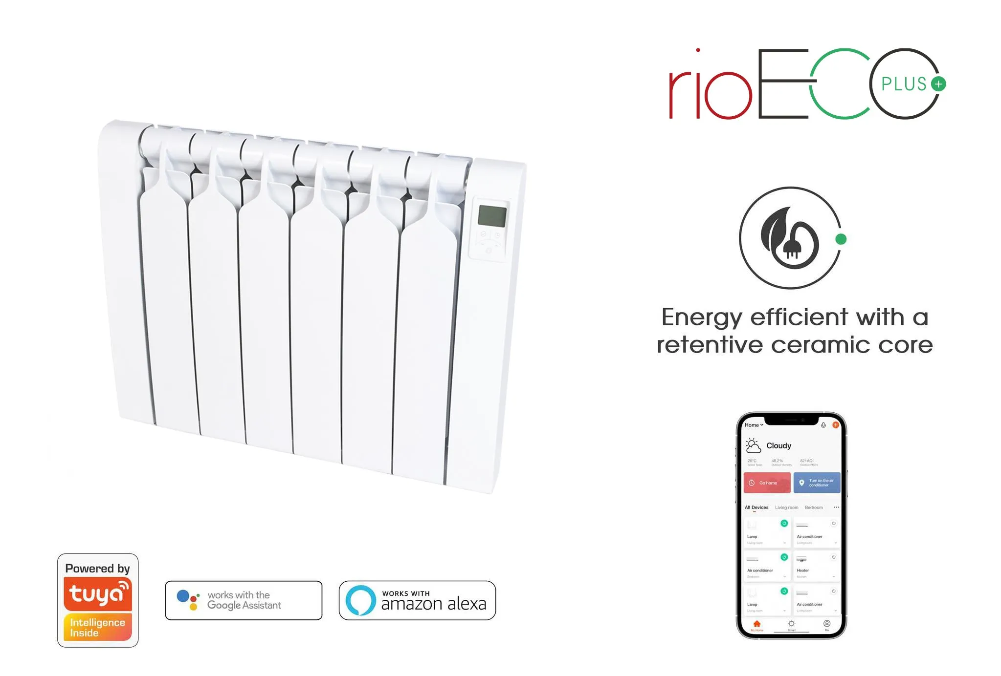 Rio Eco Plus - 1500W Ceramic Core Smart Electric Radiator