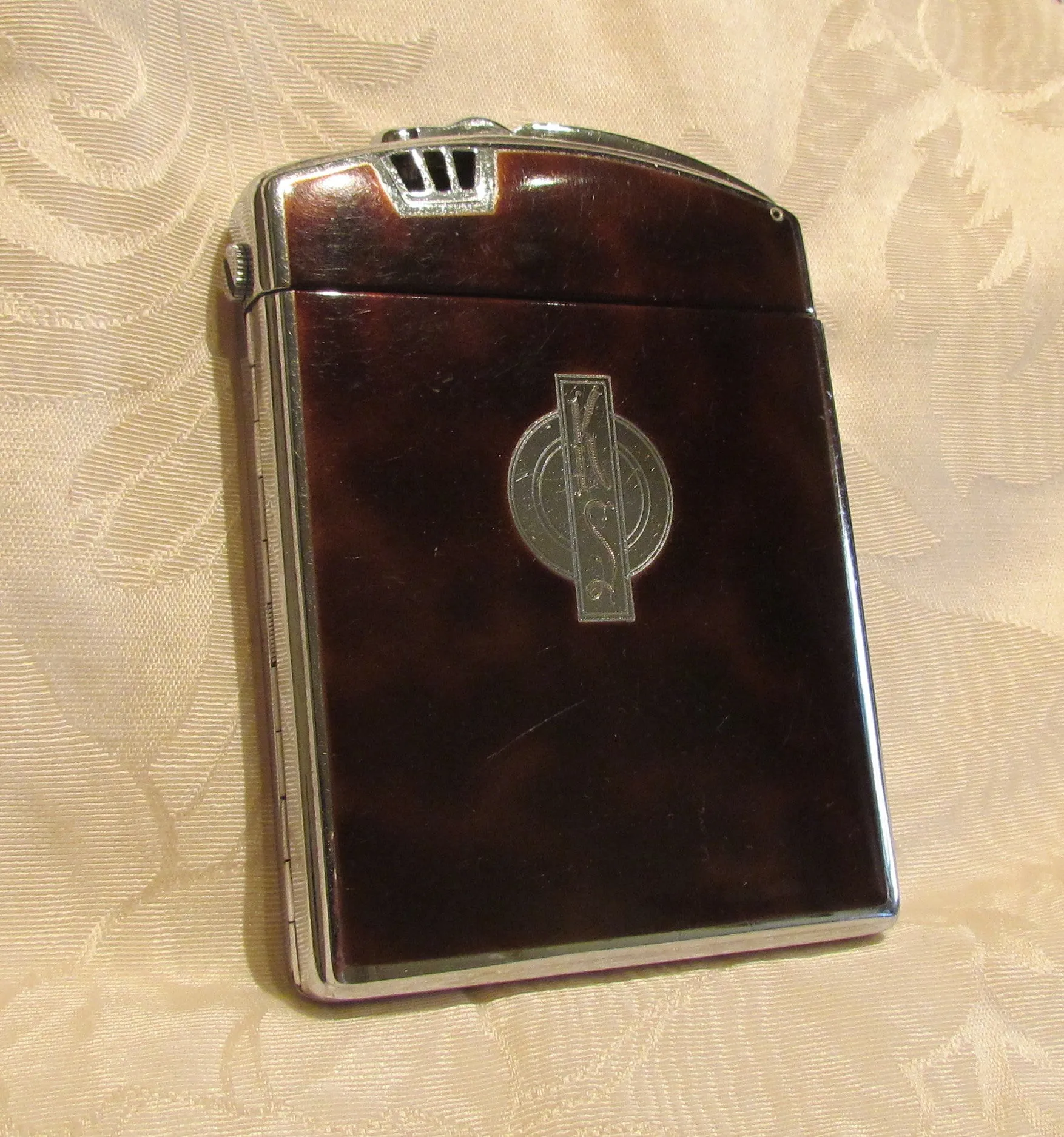 Ronson Twenty Case Lighter Vintage Art Deco Enamel Cigarette Case