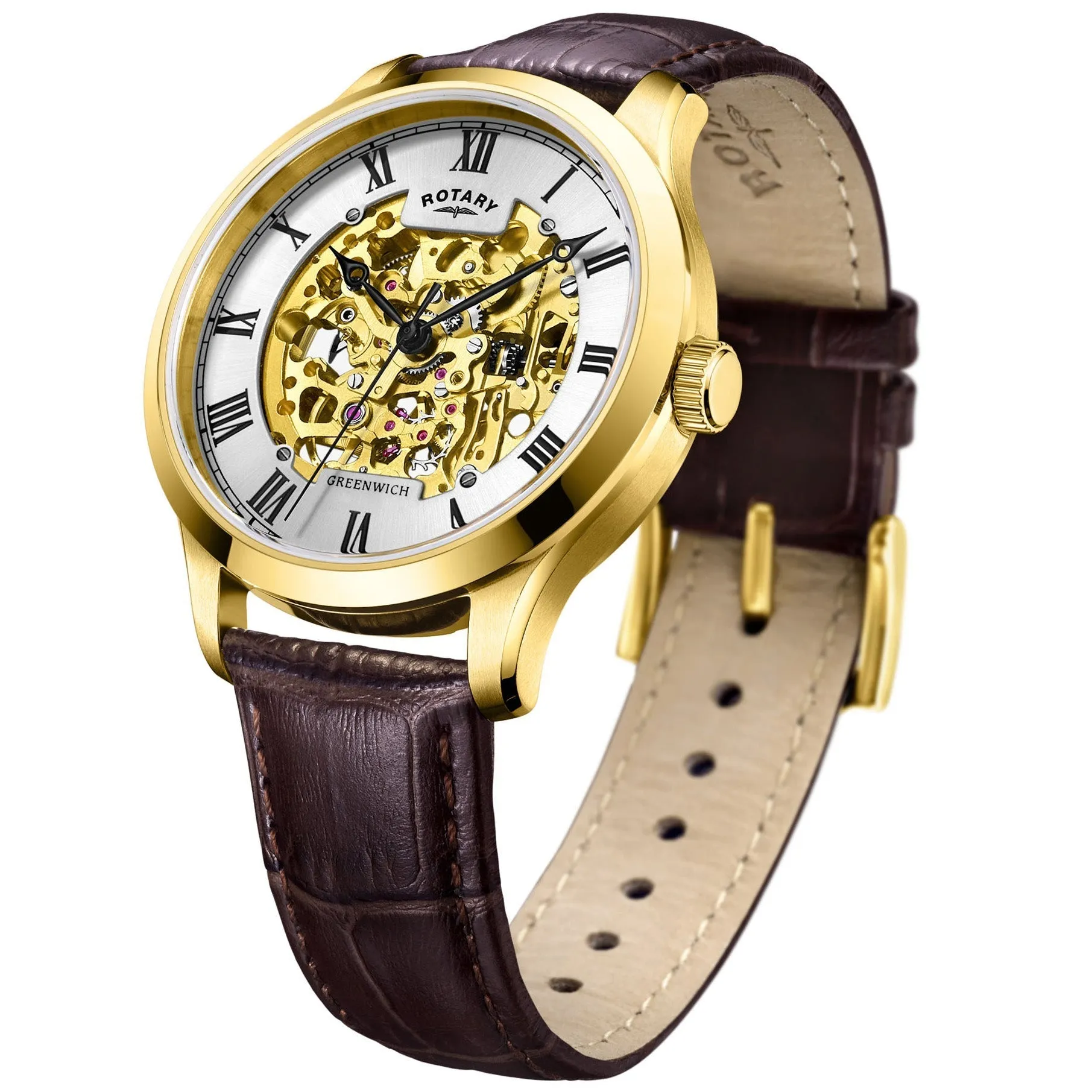 Rotary Greenwich Skeleton Men's Gold Watch GS02941/03