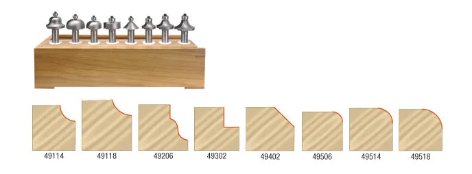 Router Bit Set | 8 Piece | Profile 1⁄2" Shank | AMS-208 | 738685912089