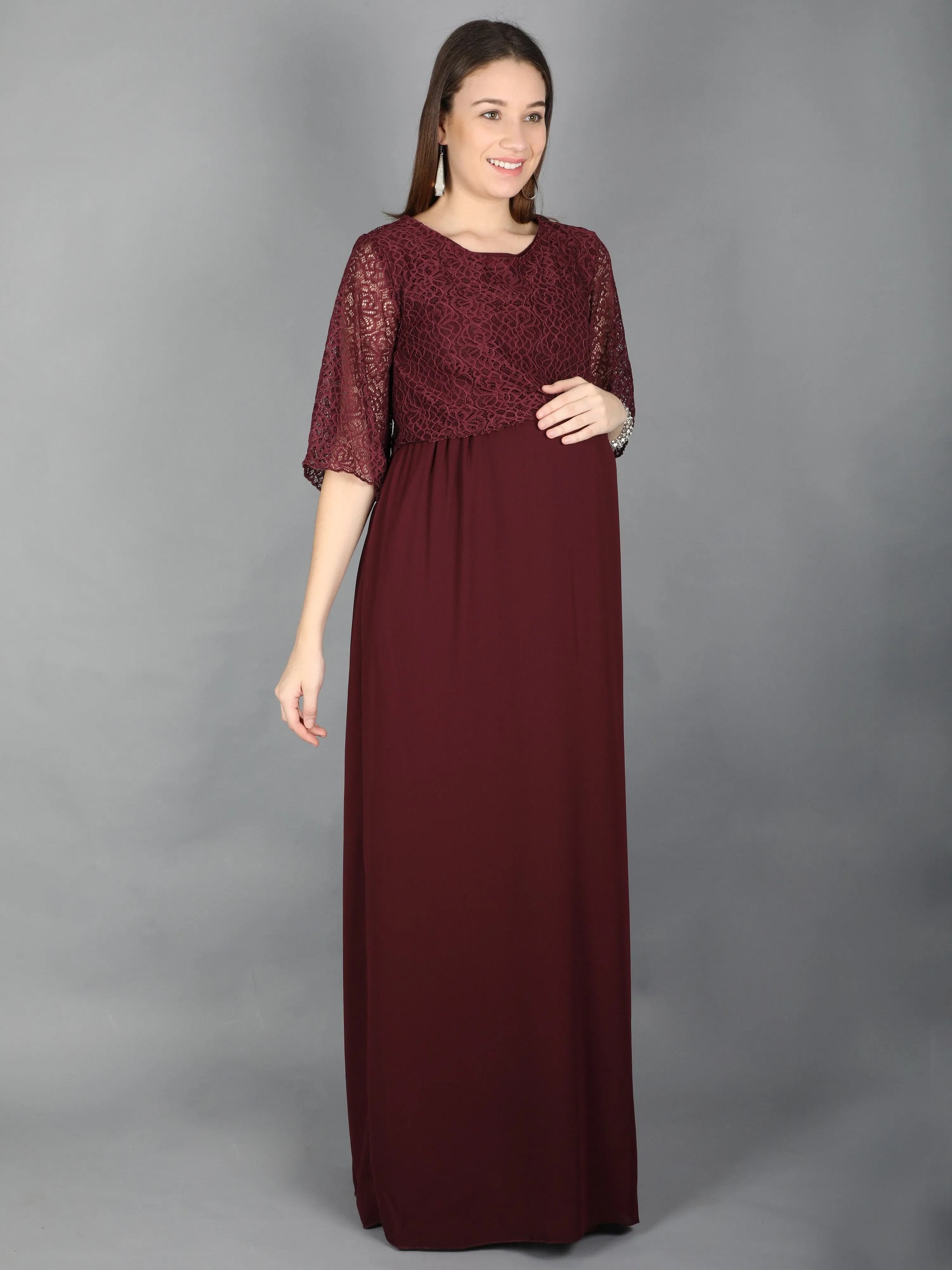 Ruby Wine Maternity and Nursing Dress