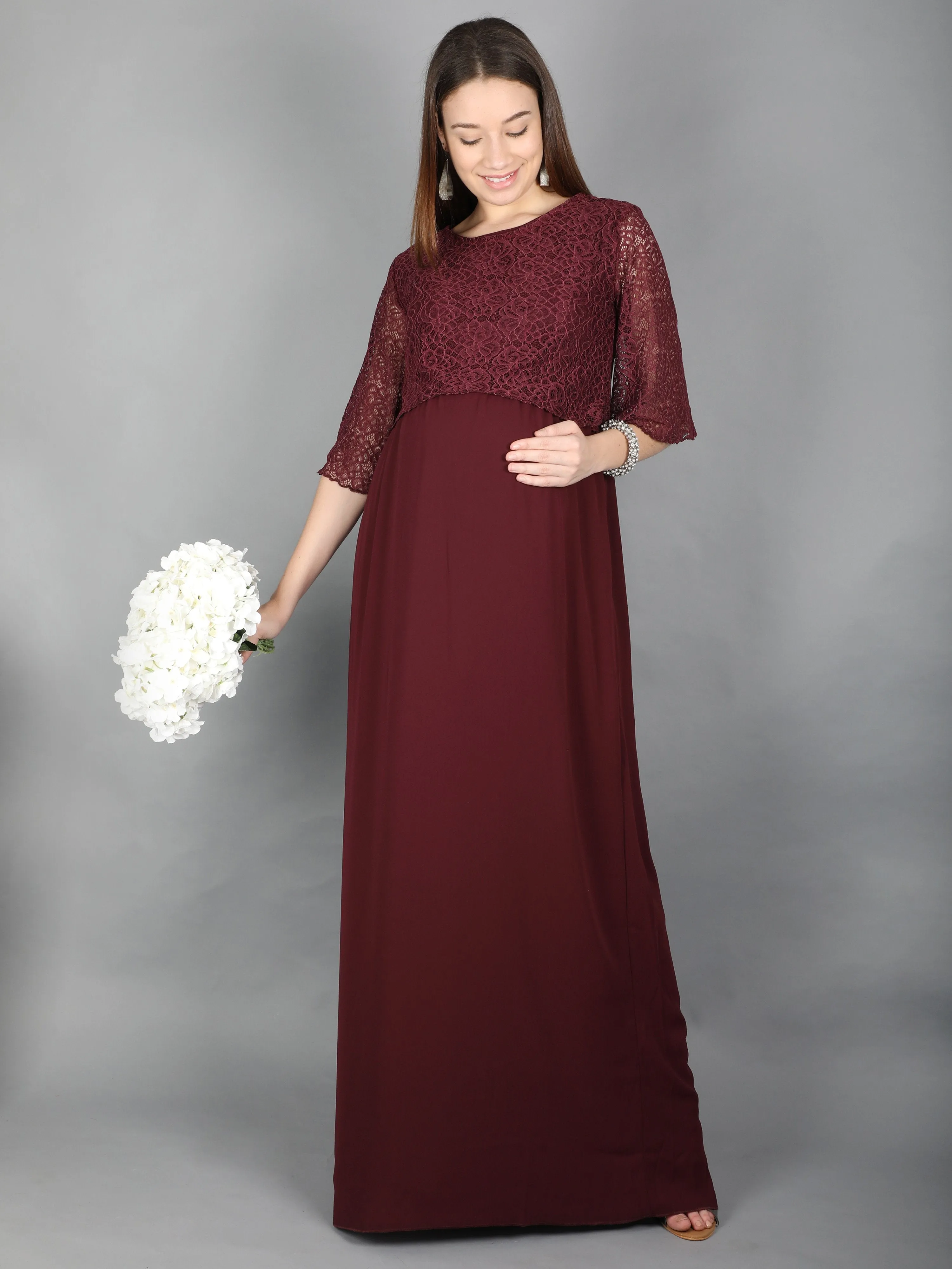 Ruby Wine Maternity and Nursing Dress