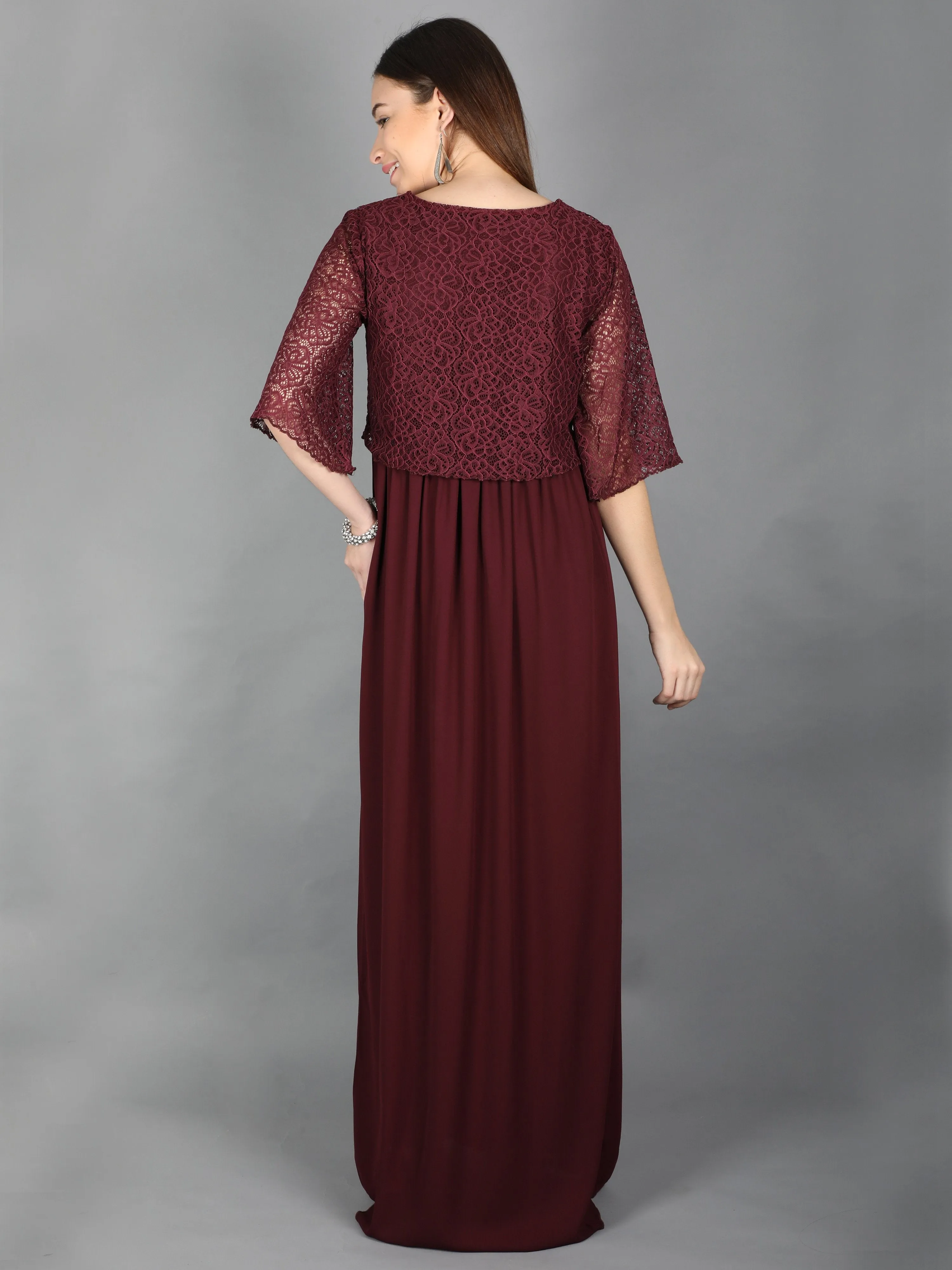 Ruby Wine Maternity and Nursing Dress