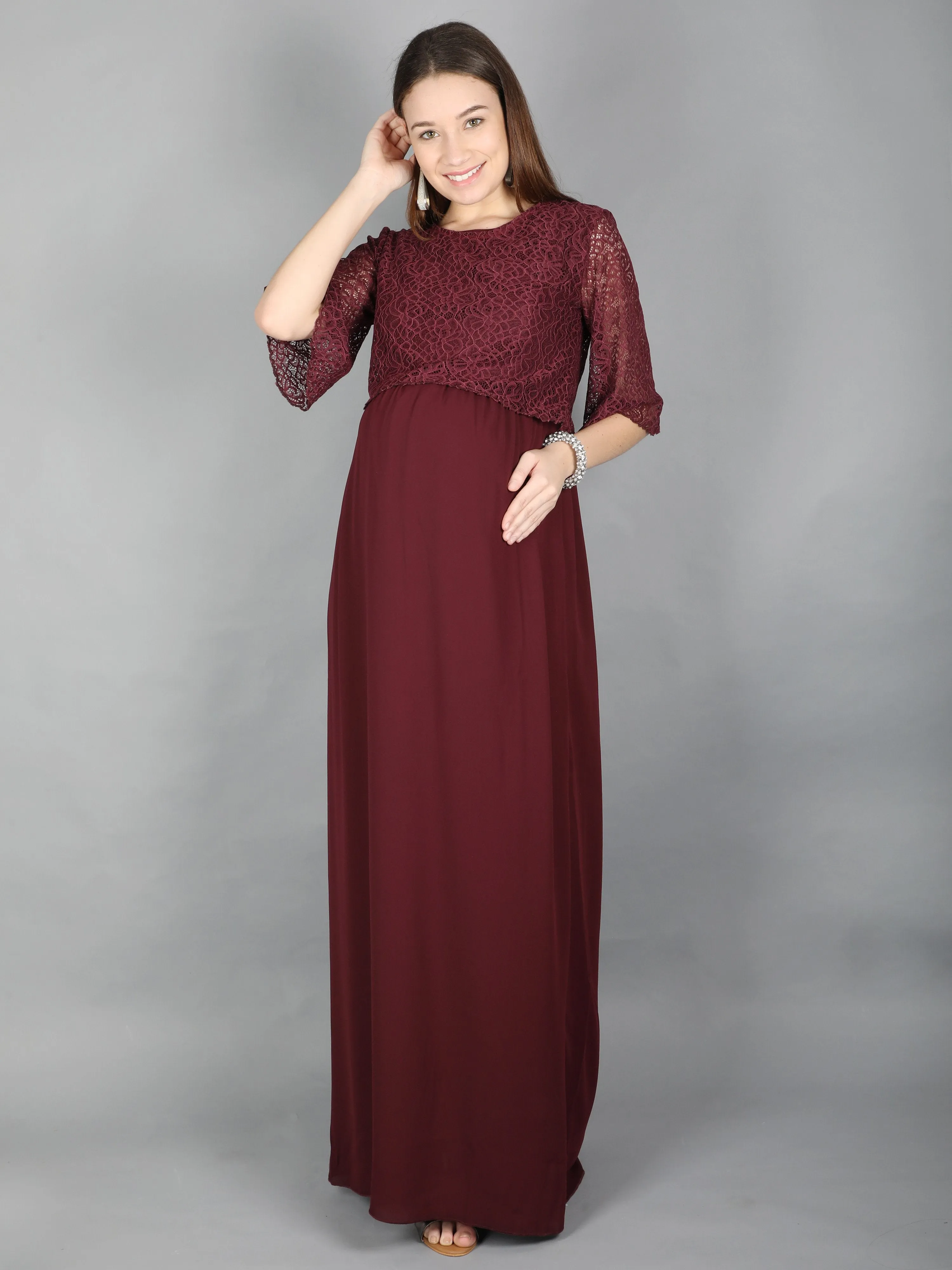 Ruby Wine Maternity and Nursing Dress