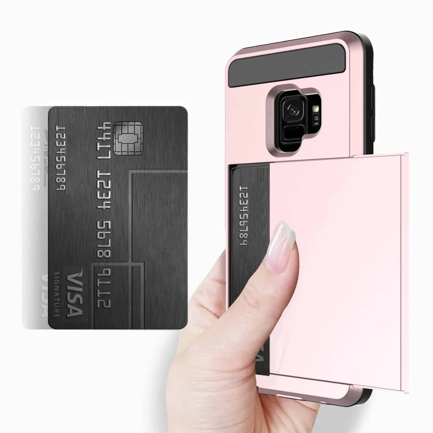 Samsung Galaxy S9 Plus Credit Card Case Rose Gold