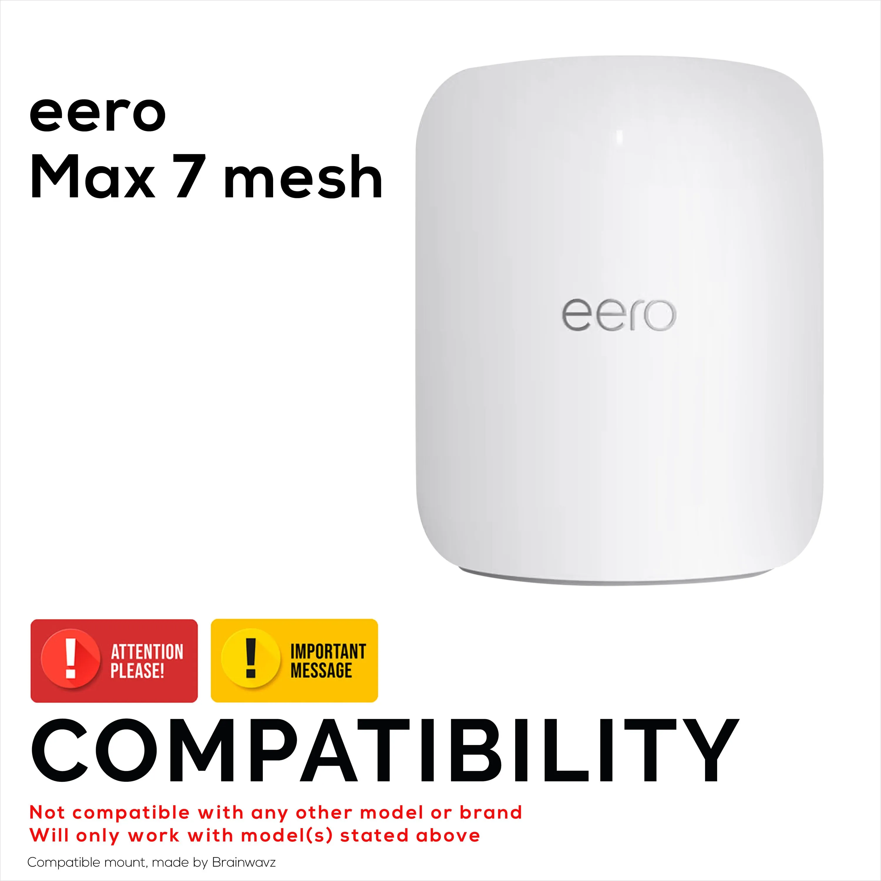 Screwless Wall Mount for EERO Max 7 WiFi Router, Easy To Install Holder, Adhesive & Screw In, Increase Range & Reduce Clutter