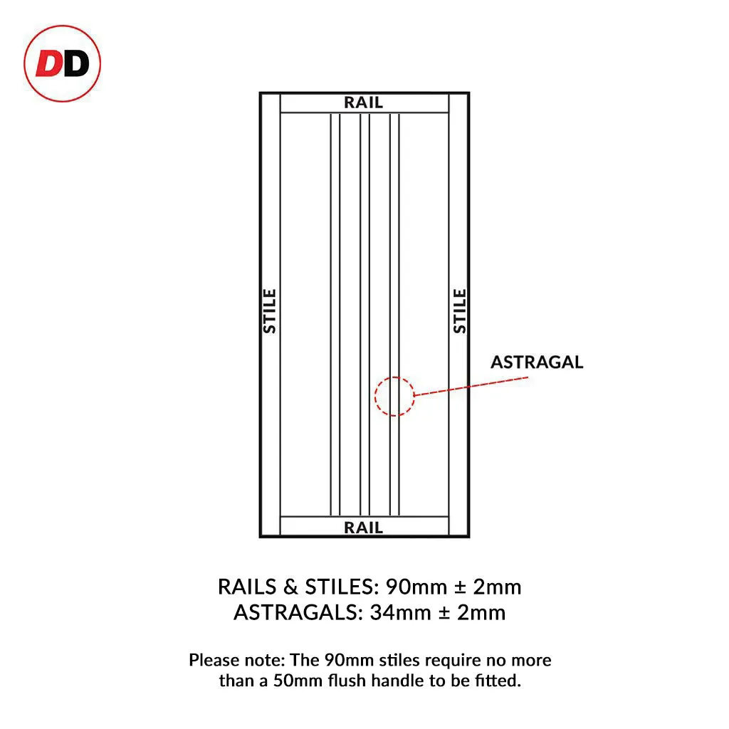 Single Sliding Door & Premium Wall Track - Eco-Urban® Skye 4 Panel Door DD6435 - 6 Colour Options