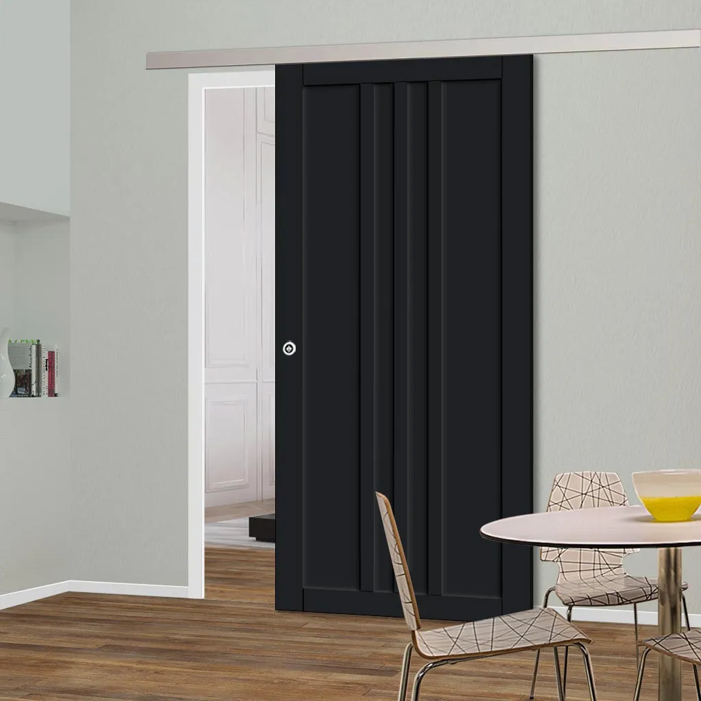 Single Sliding Door & Premium Wall Track - Eco-Urban® Skye 4 Panel Door DD6435 - 6 Colour Options