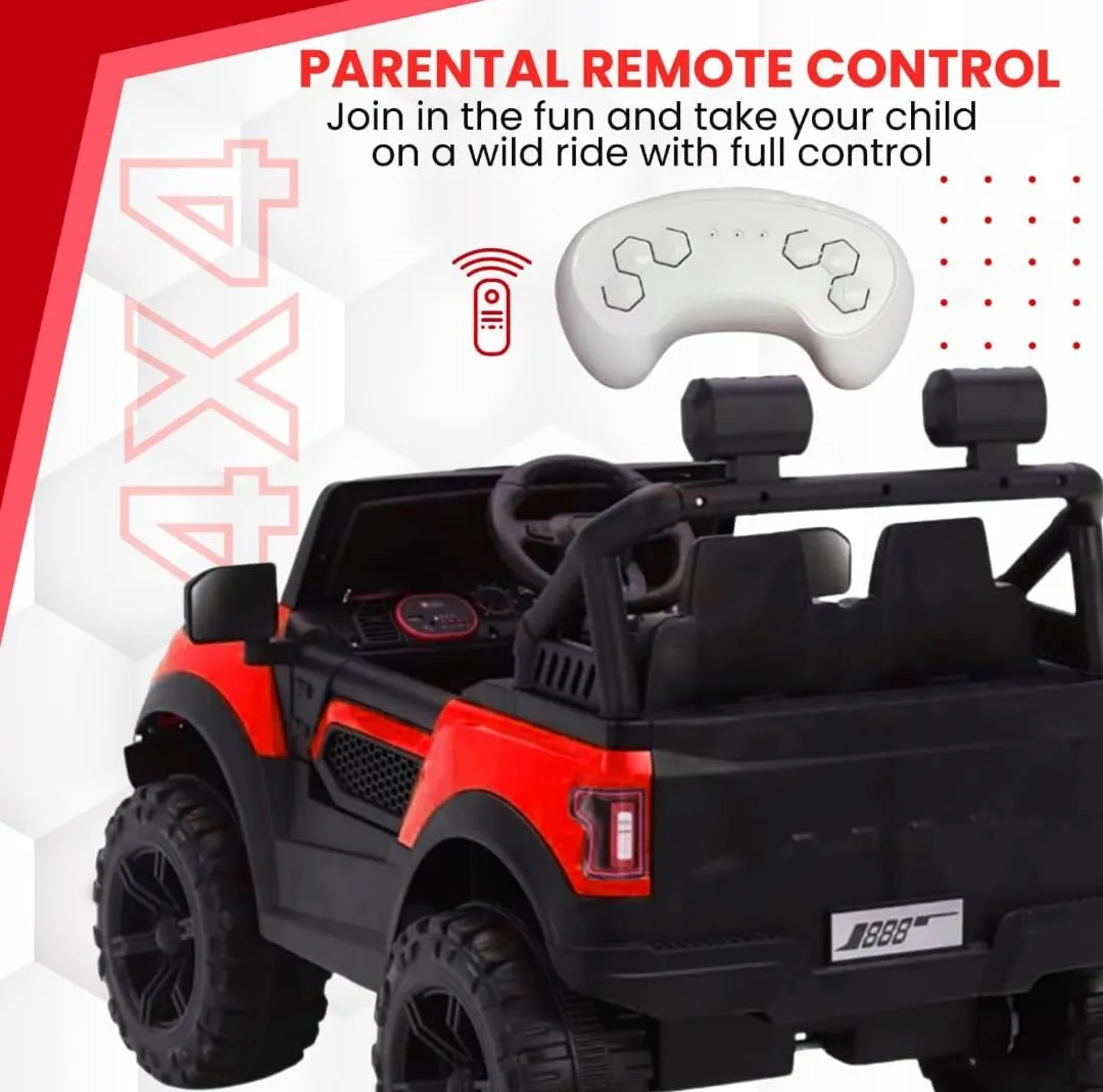 SKYA STAR M-888 Battery Operated Jeep for Kids Ride on Toy Kids Car with Bluetooth Music & Light Electric Car Jeep Battery Car for Kids to Drive [ 2 to7 Years, Red ]