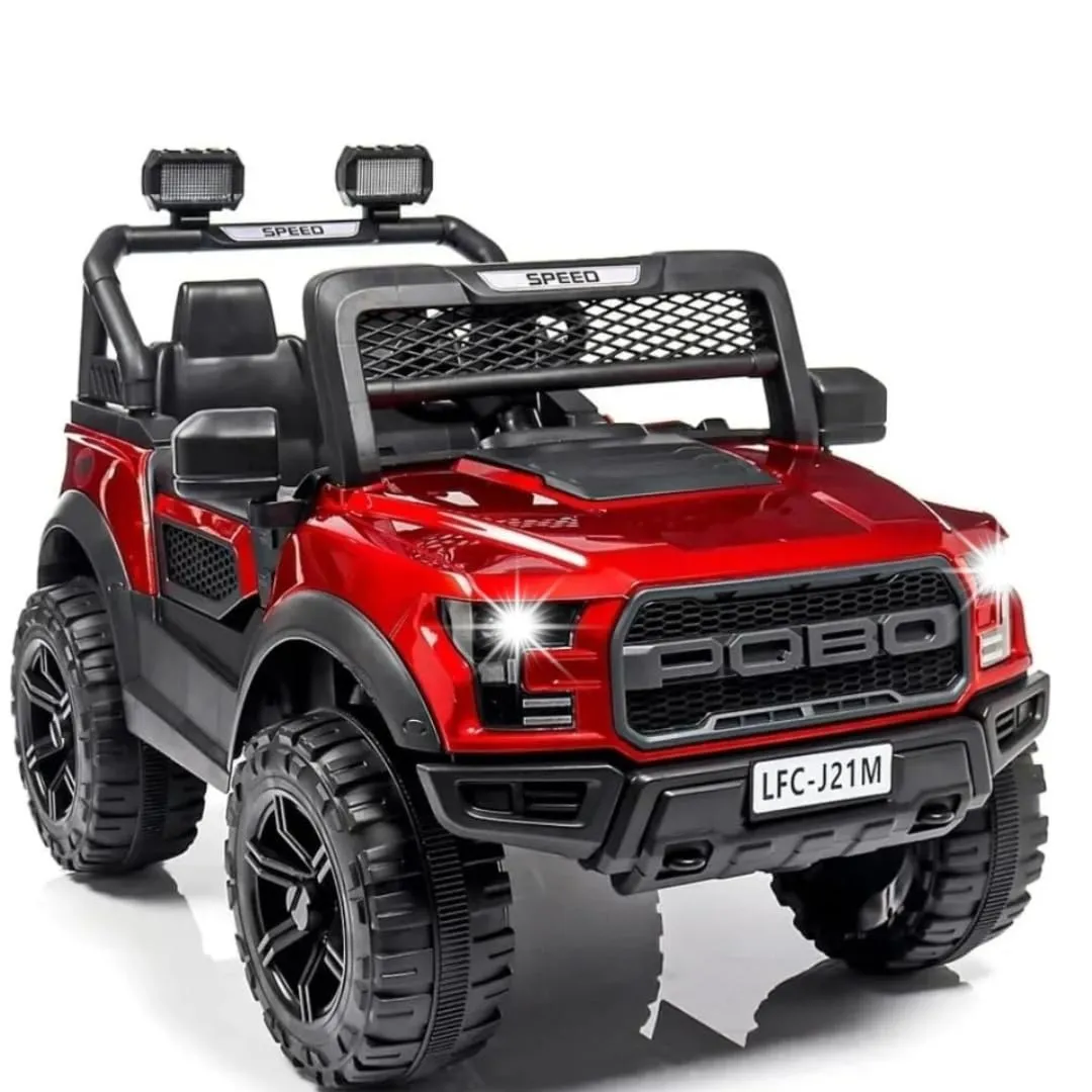 SKYA STAR Pobo Battery Operated Jeep for Kids Ride on Toy Kids Car with Bluetooth Music & Light Electric Car Jeep Battery Car for Kids to Drive [2 to7 Years, Red]