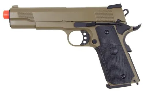 SRC Full Metal SR1911 Gas-CO2 Blowback (TAN) w- Gun Case & Extra MAG & BB Loader