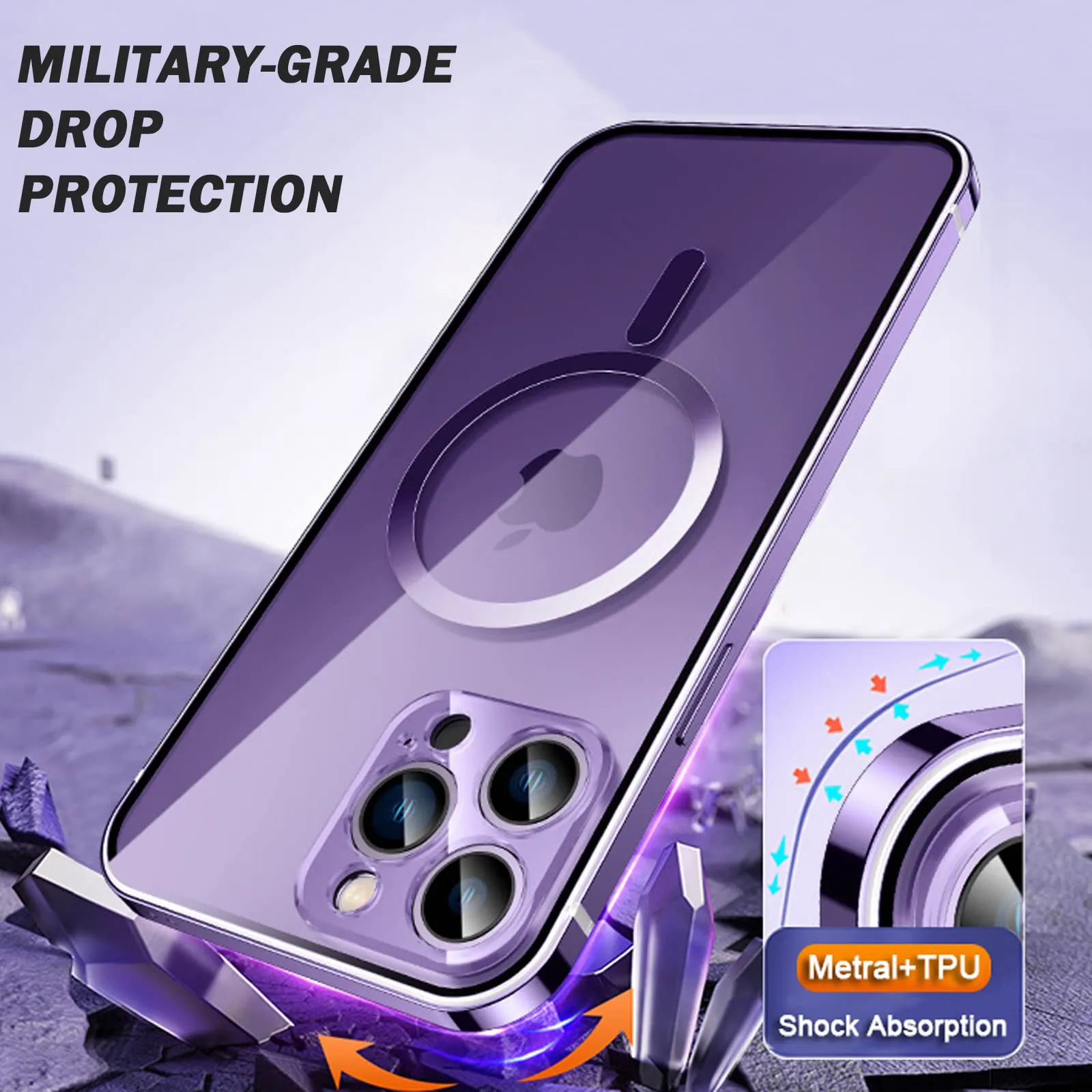 Stainless Steel Border Military-Grade MagSafe Shockproof Phone Case For iPhone