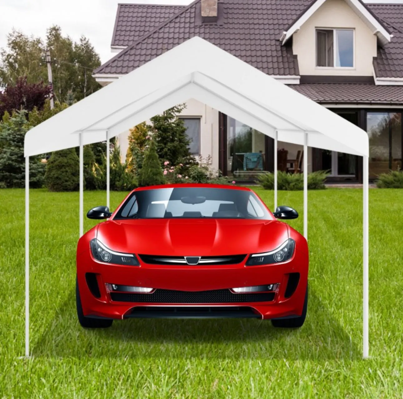 Super Duty Steel Portable Frame Car Tent Shelter | 10x20 Ft | Weather Resistant | Easy Assembly