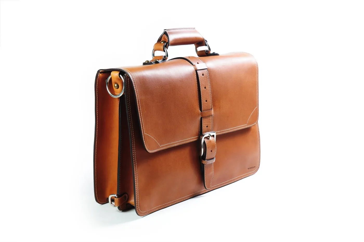 The Cesena Classic Vachetta Leather Briefcase - Terra Tan