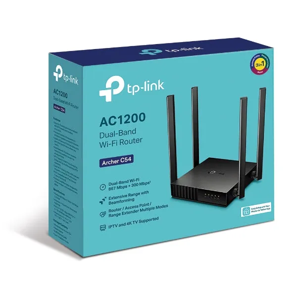 Tp-Link Archer C54 Wireless Router Fast Ethernet Dual-Band (2.4 Ghz / 5 Ghz) Black