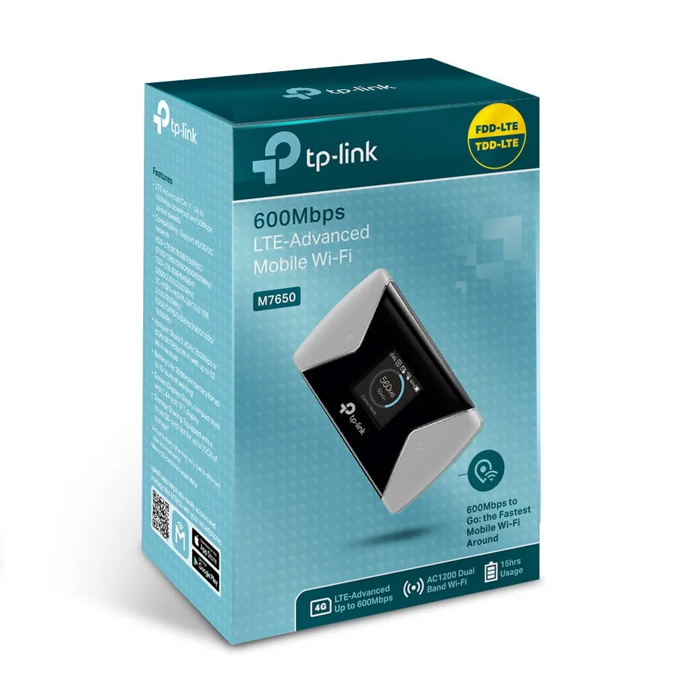 Tp-Link M7650 - Mobile Hotspot - 4G Lte Advanced - 600 Mbps - Wi-Fi 5