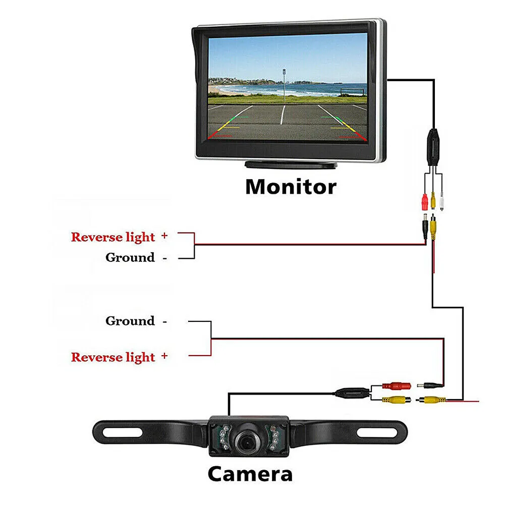 US 5" Monitor Night Vision Backup Camera Wireless Car RearView HD Parking System