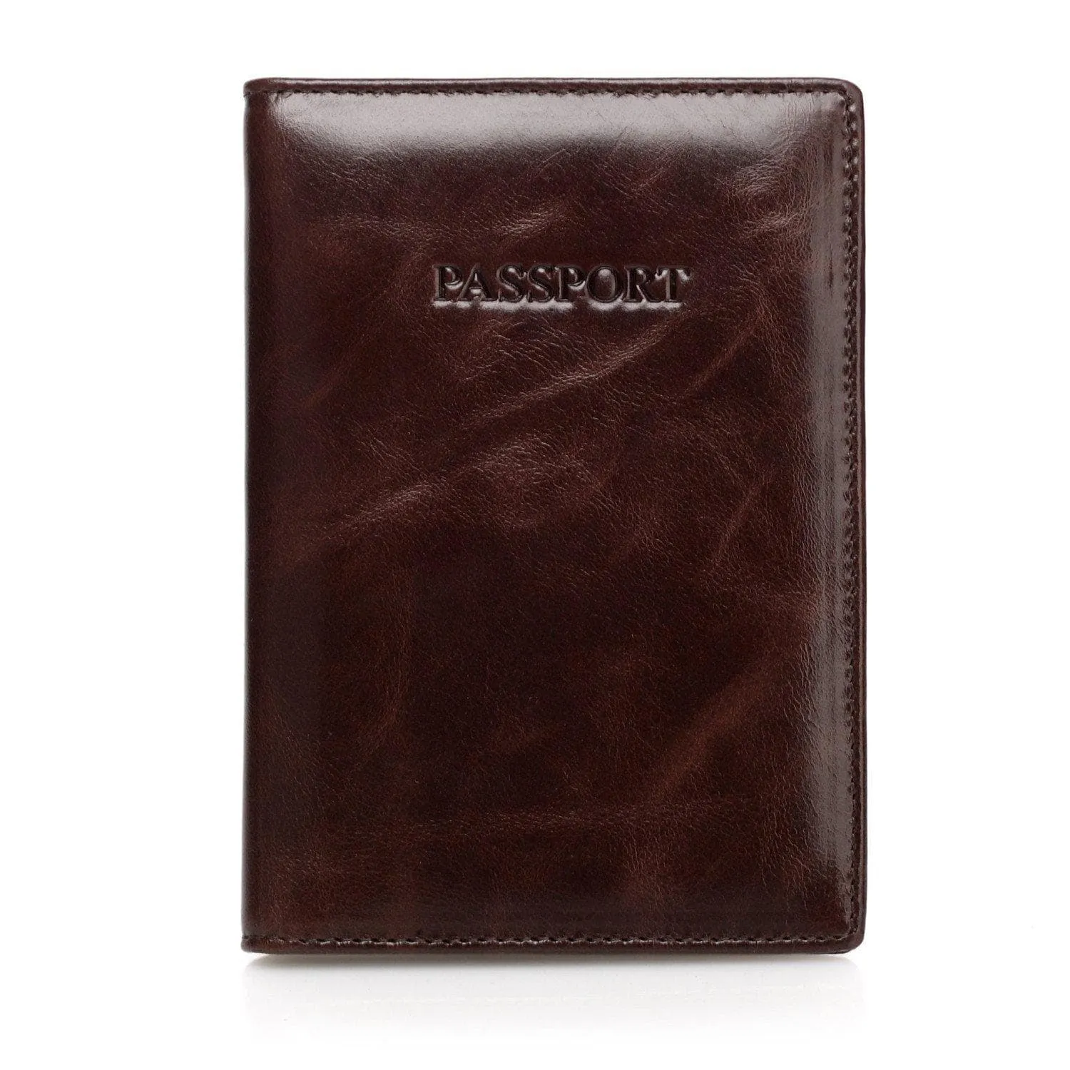 Venice Distressed Leather Passport Wallet Holder - Brown - Monogram