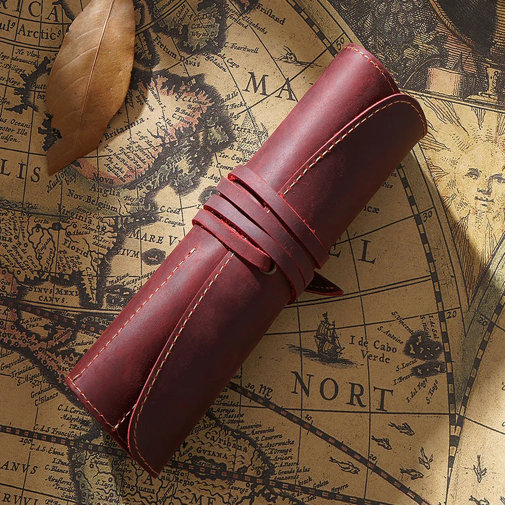 Vintage Cowhide Leather Pen Case T20