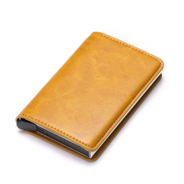 Vintage Leather & Aluminum RFID Blocking Ridge Wallet