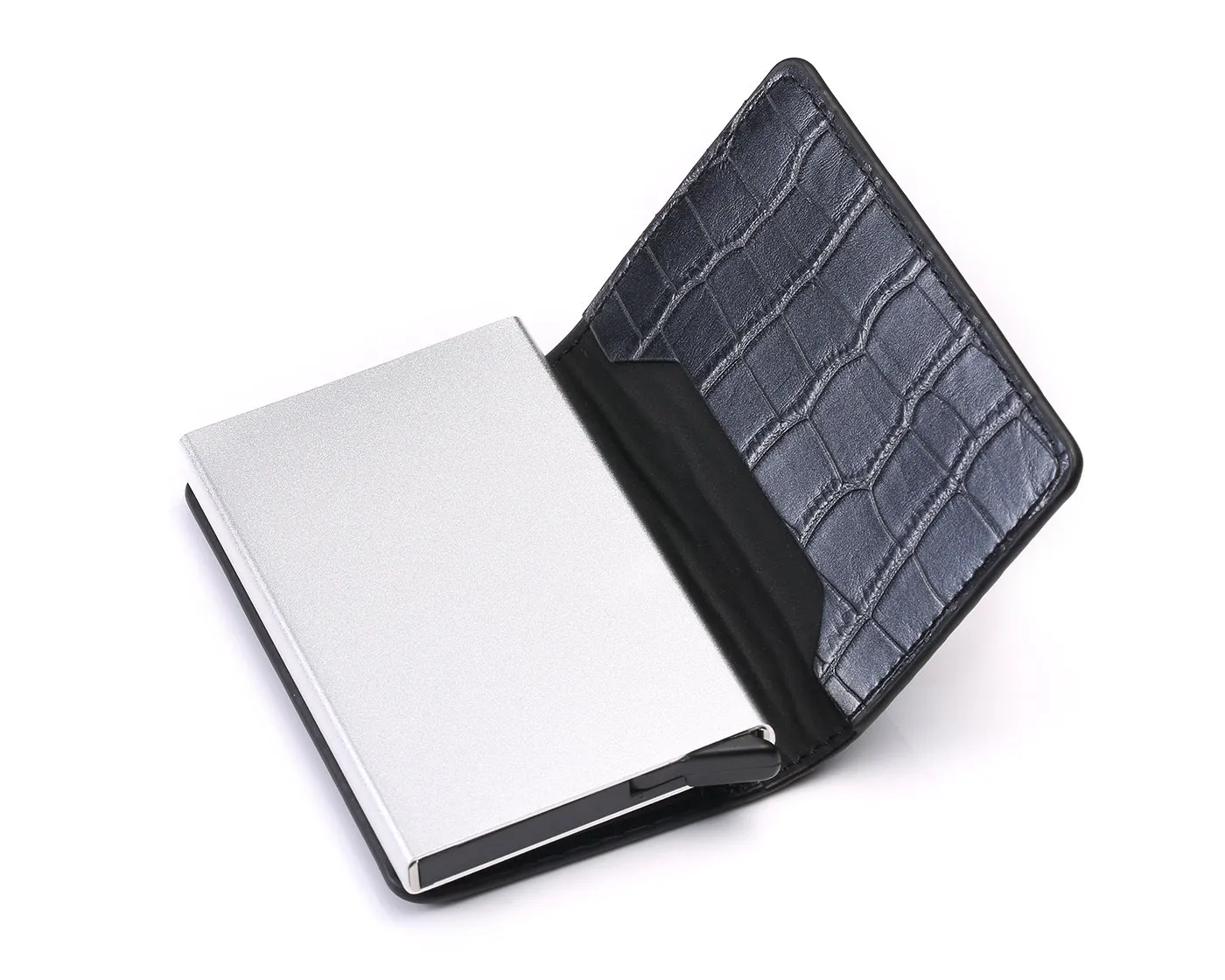 Vintage Leather & Aluminum RFID Blocking Ridge Wallet