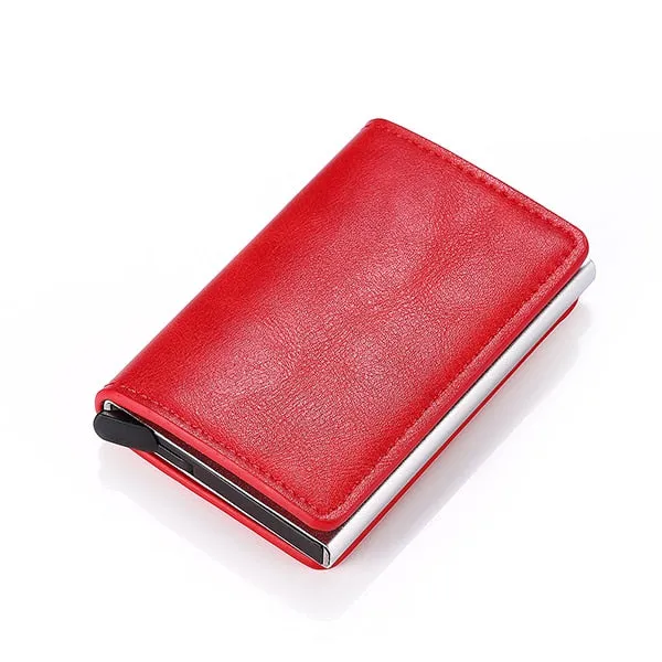 Vintage Leather & Aluminum RFID Blocking Ridge Wallet