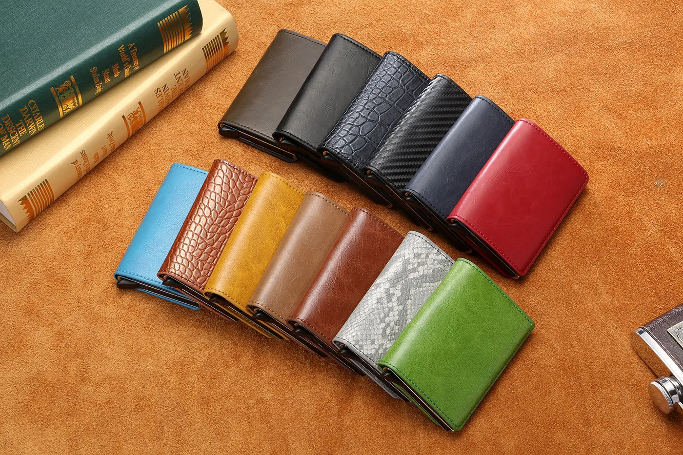 Vintage Leather & Aluminum RFID Blocking Ridge Wallet