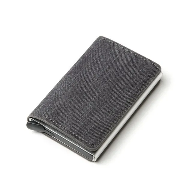 Vintage Leather & Aluminum RFID Blocking Ridge Wallet