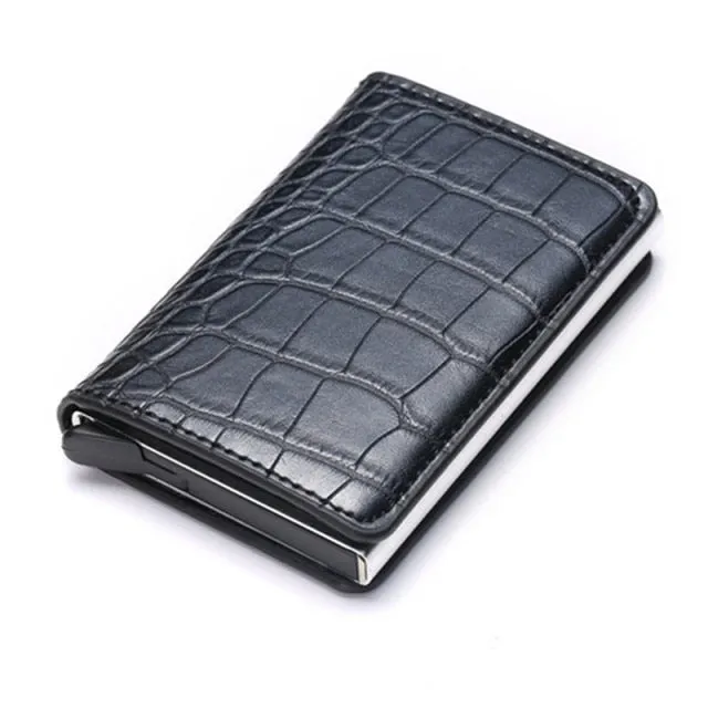 Vintage Leather & Aluminum RFID Blocking Ridge Wallet