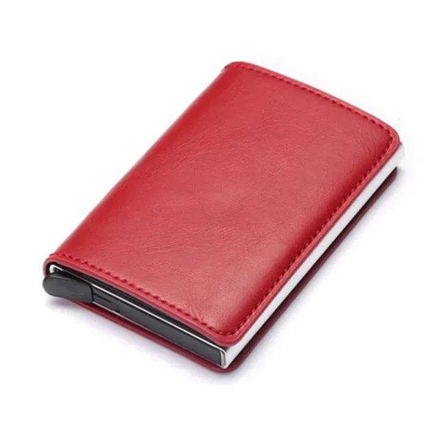 Vintage Leather & Aluminum RFID Blocking Ridge Wallet