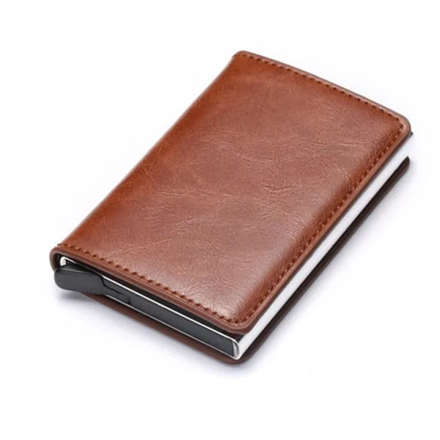 Vintage Leather & Aluminum RFID Blocking Ridge Wallet