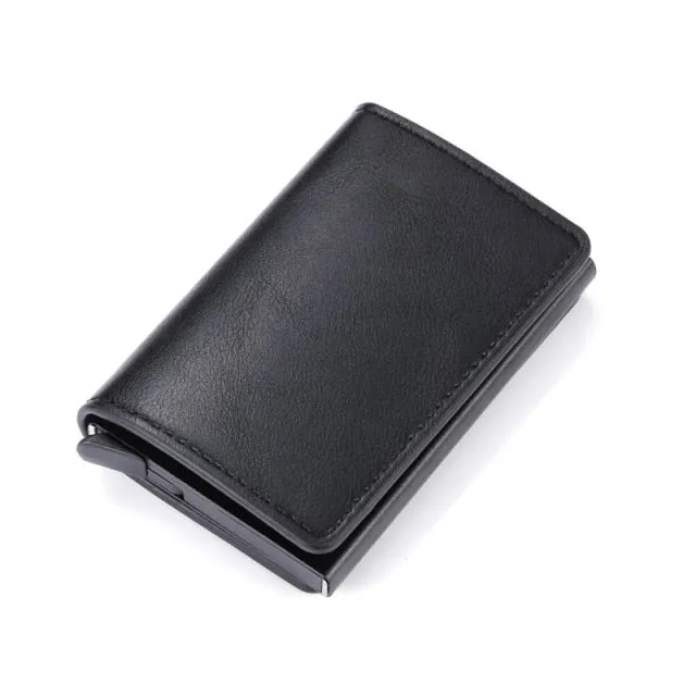 Vintage Leather & Aluminum RFID Blocking Ridge Wallet