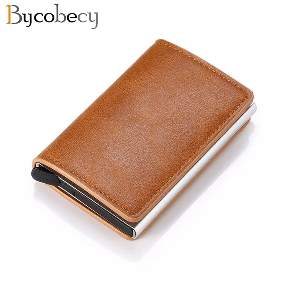 Vintage Leather & Aluminum RFID Blocking Ridge Wallet