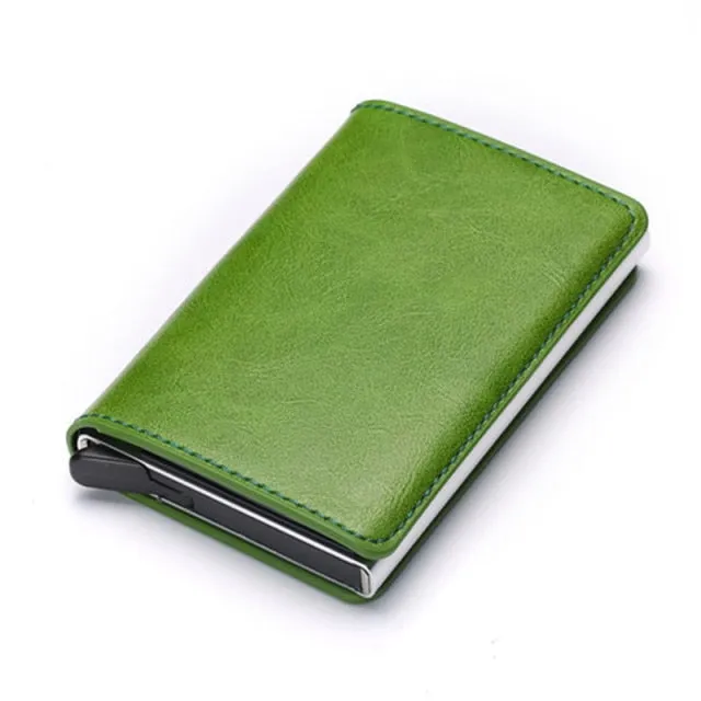 Vintage Leather & Aluminum RFID Blocking Ridge Wallet