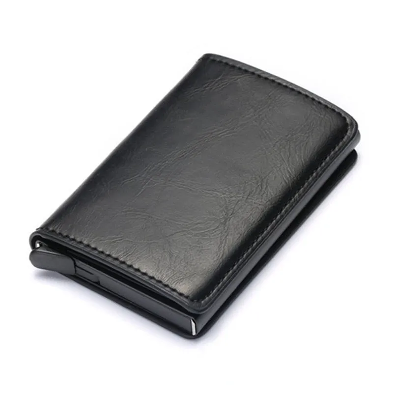 Vintage Leather & Aluminum RFID Blocking Ridge Wallet