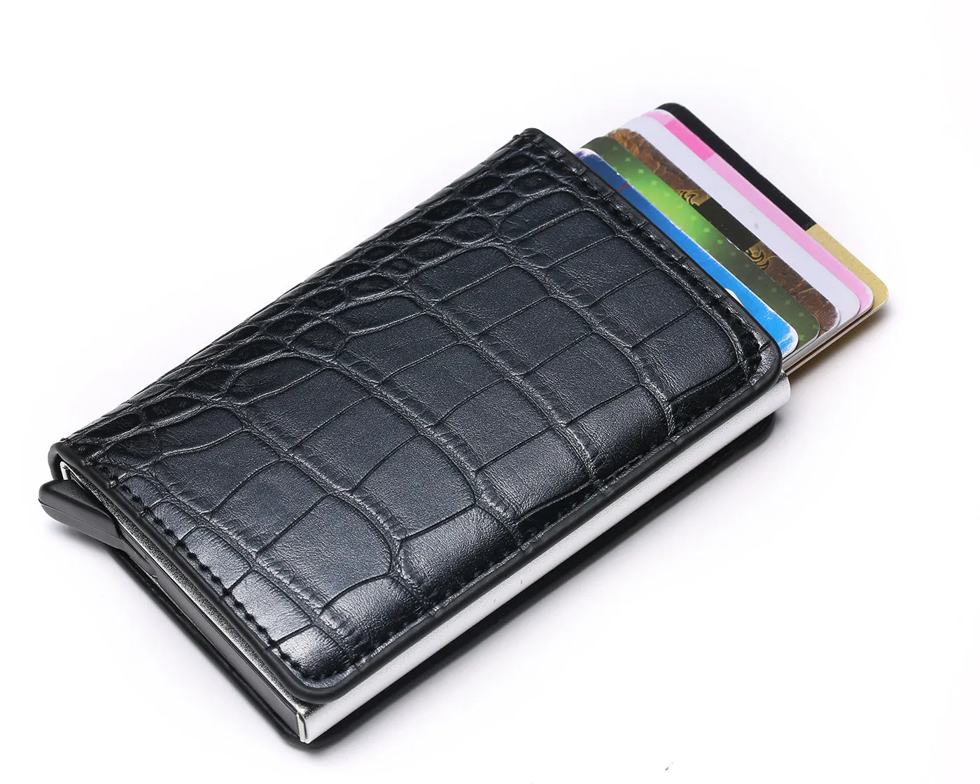 Vintage Leather & Aluminum RFID Blocking Ridge Wallet