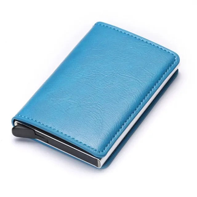 Vintage Leather & Aluminum RFID Blocking Ridge Wallet