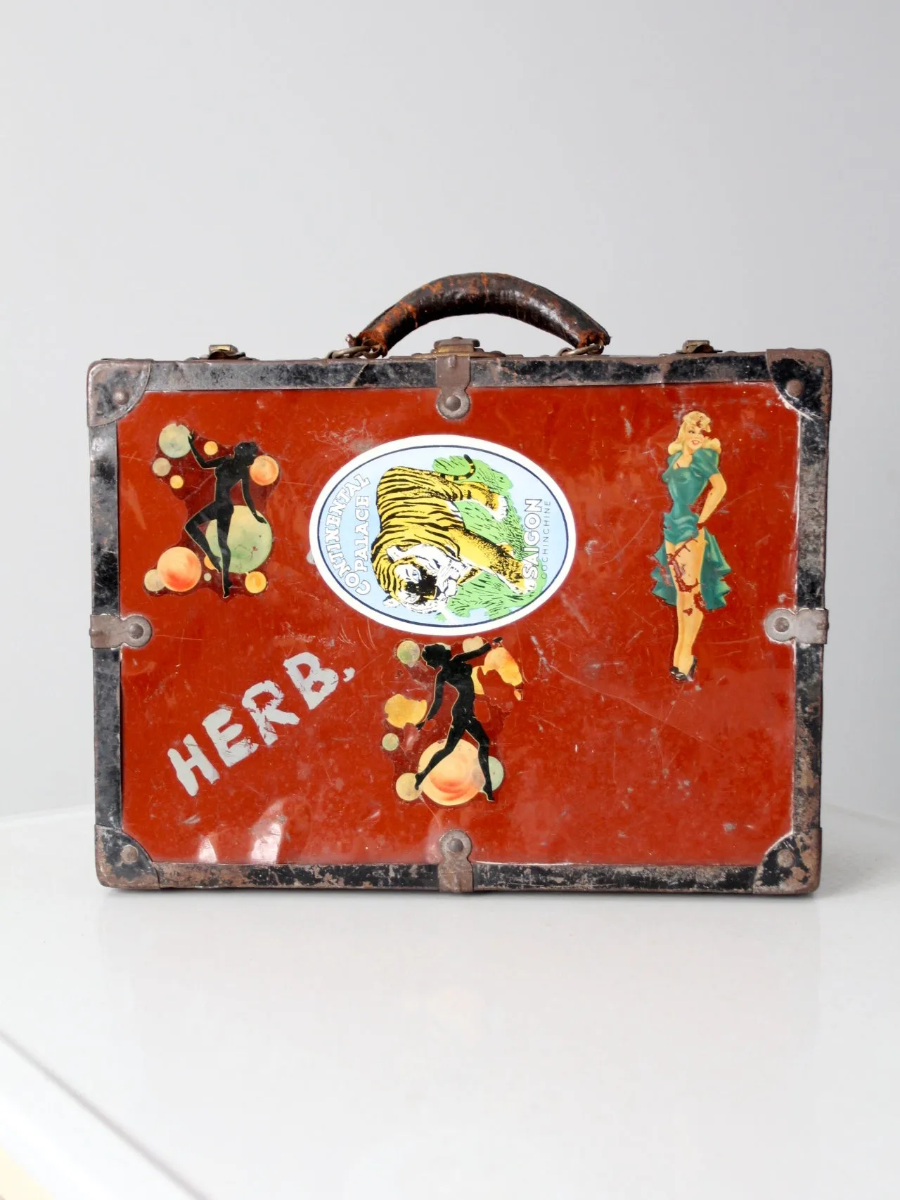 vintage metal luggage case